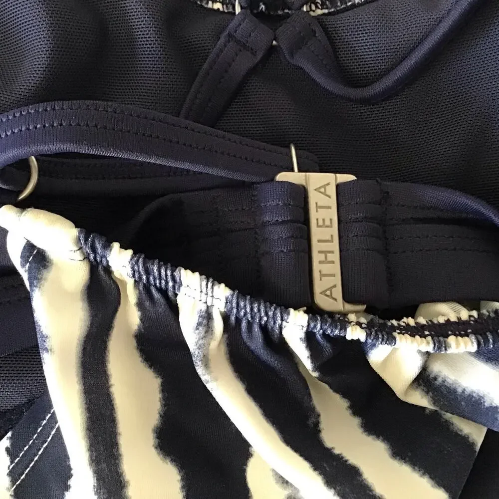 Athleta 36 B/C Blue & White Shibori Tie Dye Swim Tank